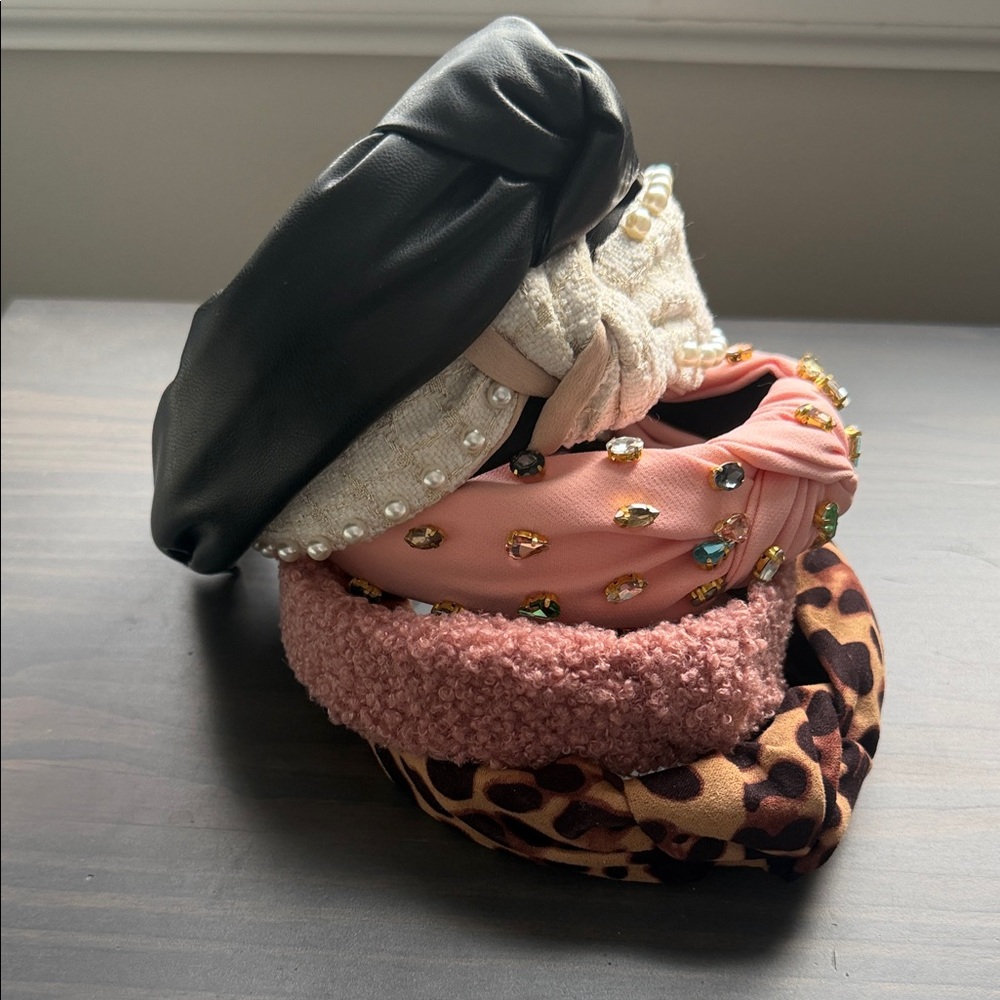 Stylish Headband Set with Black, Pink, Pearl and Leopard Designs